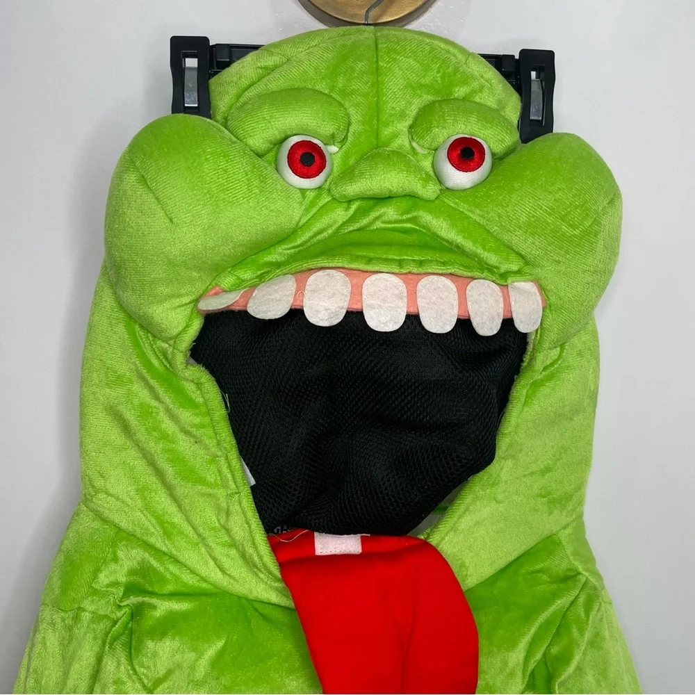 Kids Green Slimer-Style Halloween Costume with Red Tongue -